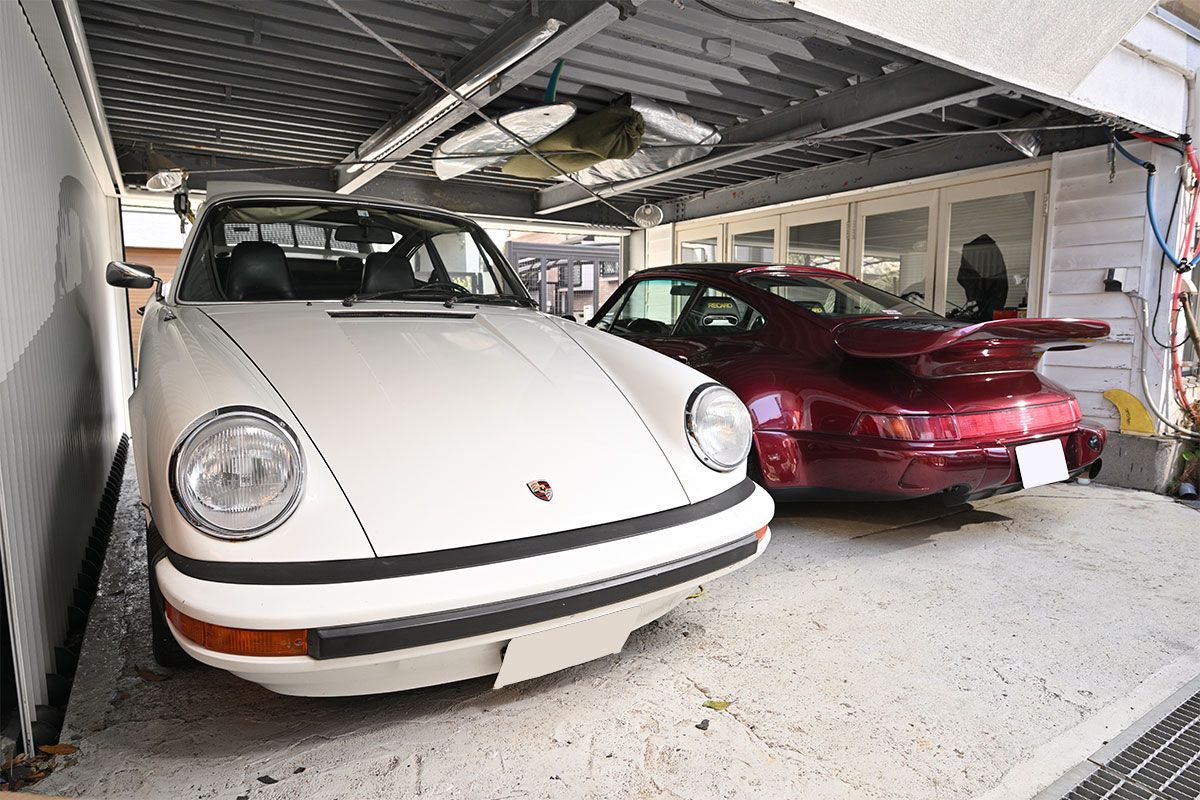 1974年にミツワ自動車で進木さんの義父が買ったポルシェ911デラックス。「義父はエンスーで日産スカイラインGTA、GTB、GTR、さらにはフェアレディ240ZGなどを乗り継ぎ、ロールケージが張られたクルマで家族を乗せ富士スピードウェイへ通ったそうです」（進木さん）