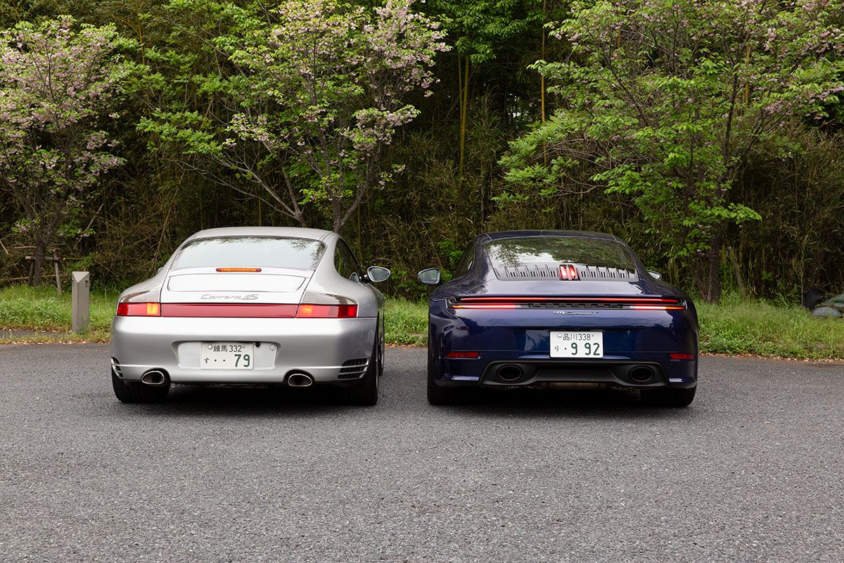 カレラTのボディ・サイズは、79号車より107mm長く、22mmワイドで、3mm高い、全長×全幅×全高＝4542×1852×1298mm。数字以上に大きく感じるのは、フロントのトレッドが121mmもワイドな1591mmになっているからだろう。ホイールベースは同じ2450mm。試乗車の車重は10kg軽い1510kgだった。